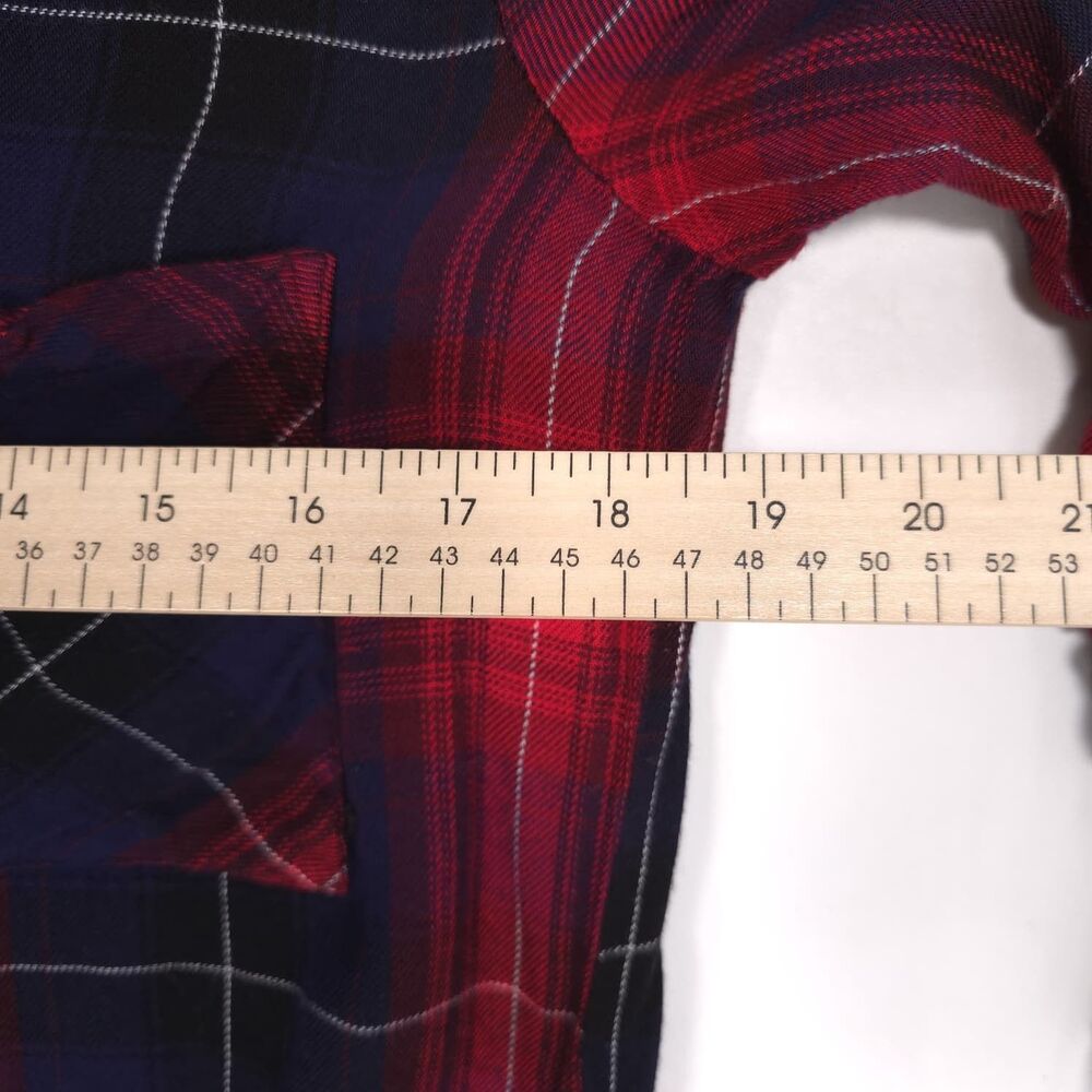 ANTHROPOLOGIE CLOTH & STONE Top Shirt MEDIUM Frayed Hem Red Blue C2231-980-304 - Picture 5 of 9